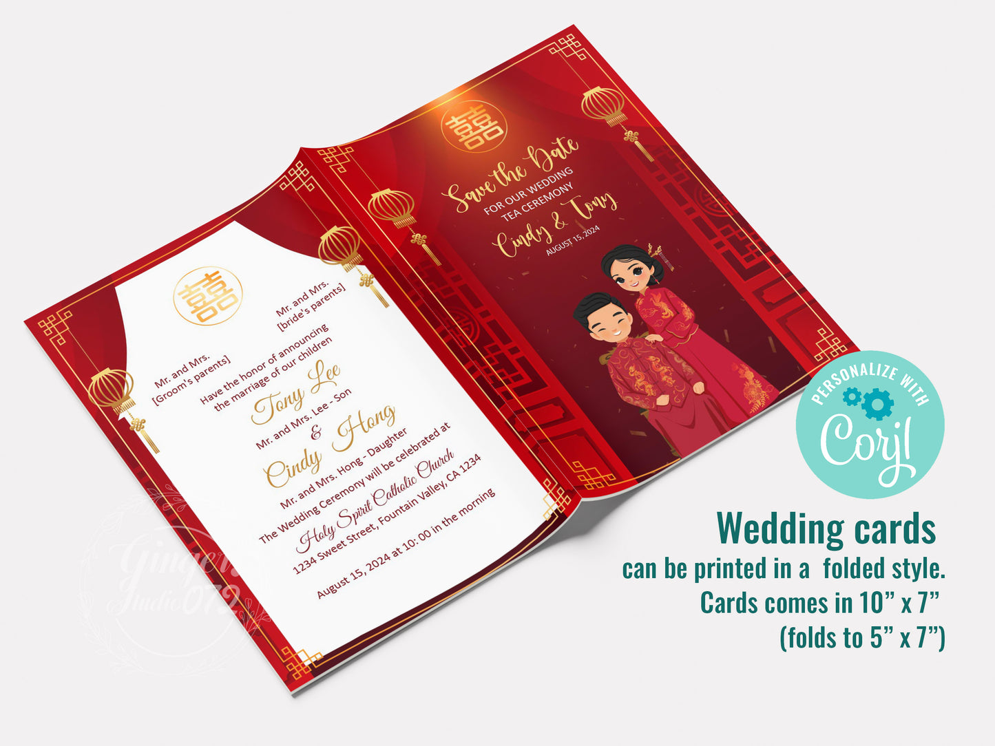 Cute Chinese Wedding, Tea Ceremony, invitation Template #cvwl220802