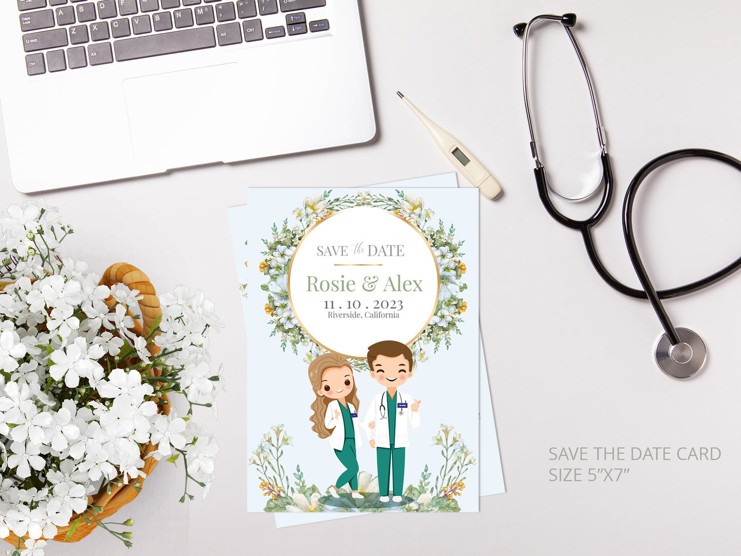 Cute Uniform Wedding, Doctor couple wedding, Invitation Template #UWIV230102