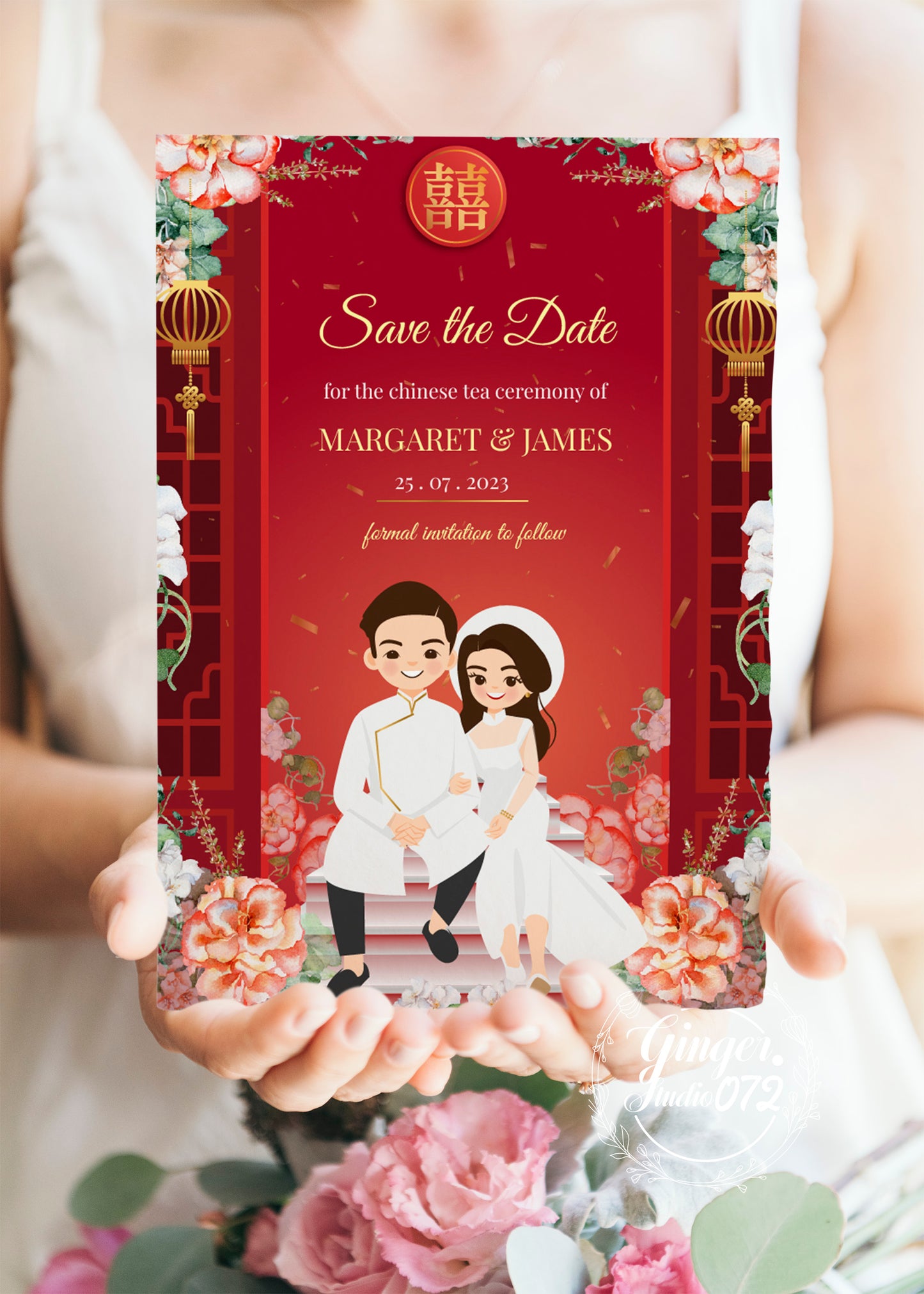 Cute Vietnamese wedding invite, Áo dài theme, Customize Invite Template #cvwl230105
