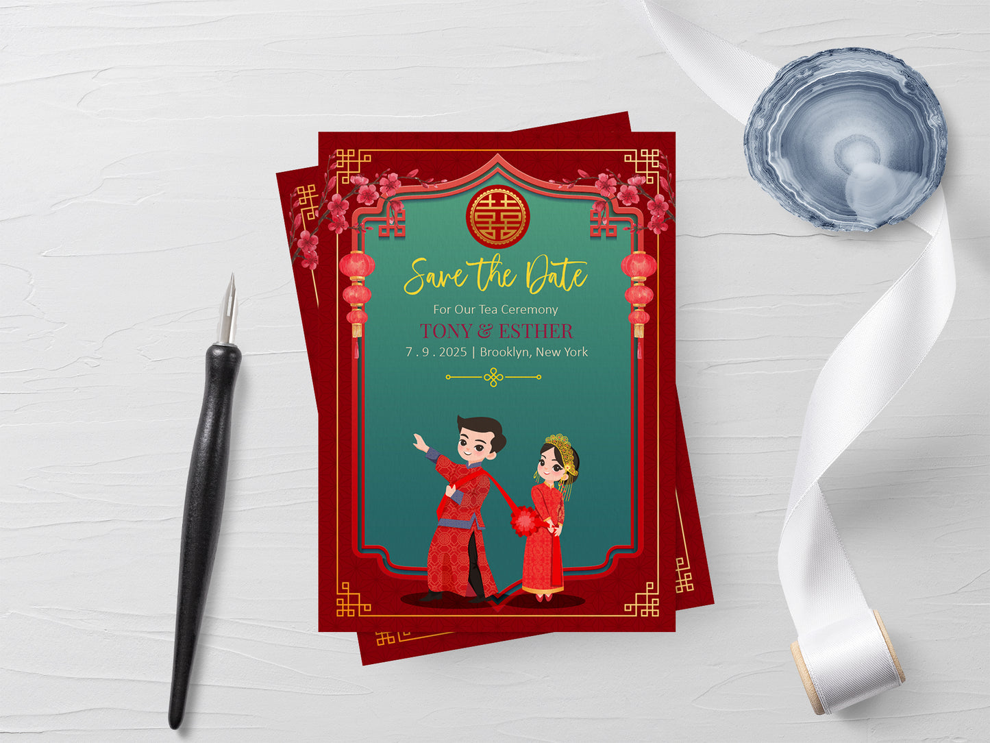 Cute Chinese Wedding, Tea Ceremony, invitation Template #cvwl221004