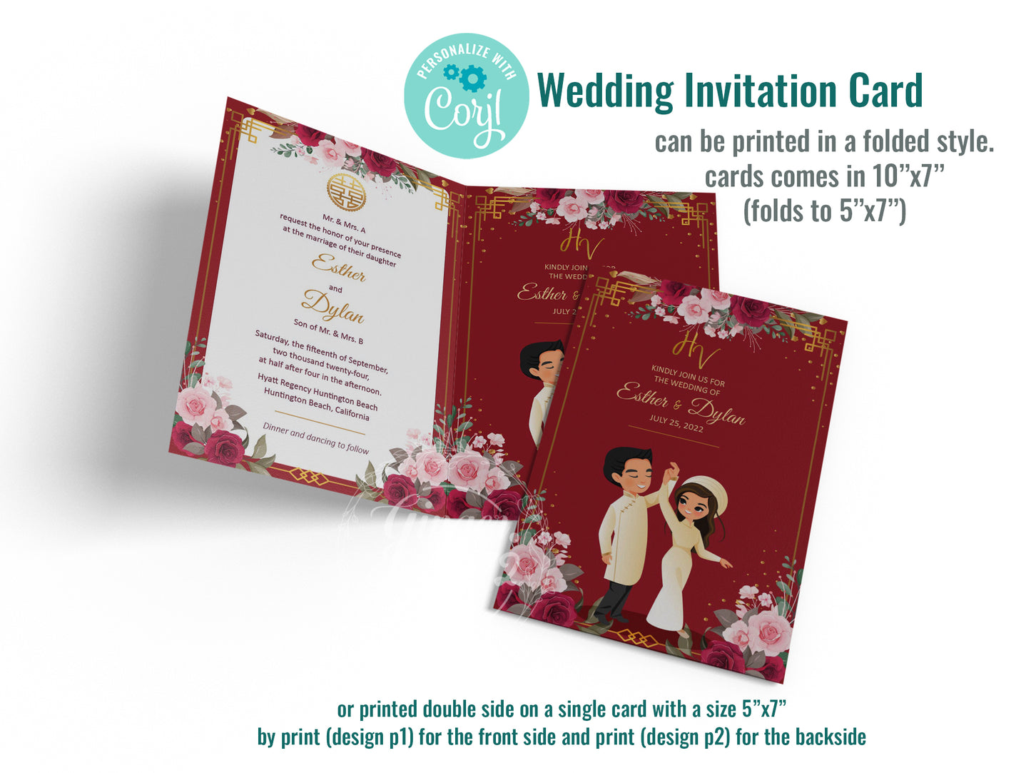 Cute Vietnamese wedding invite, Áo dài theme, Customize Invite Template #cvwl220202