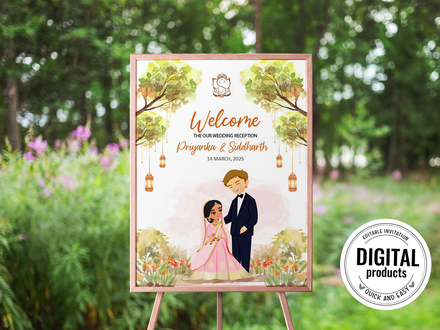 Cute Indian sign: Haldi/Mehndi/Sangeet, reception template #wcsl220701