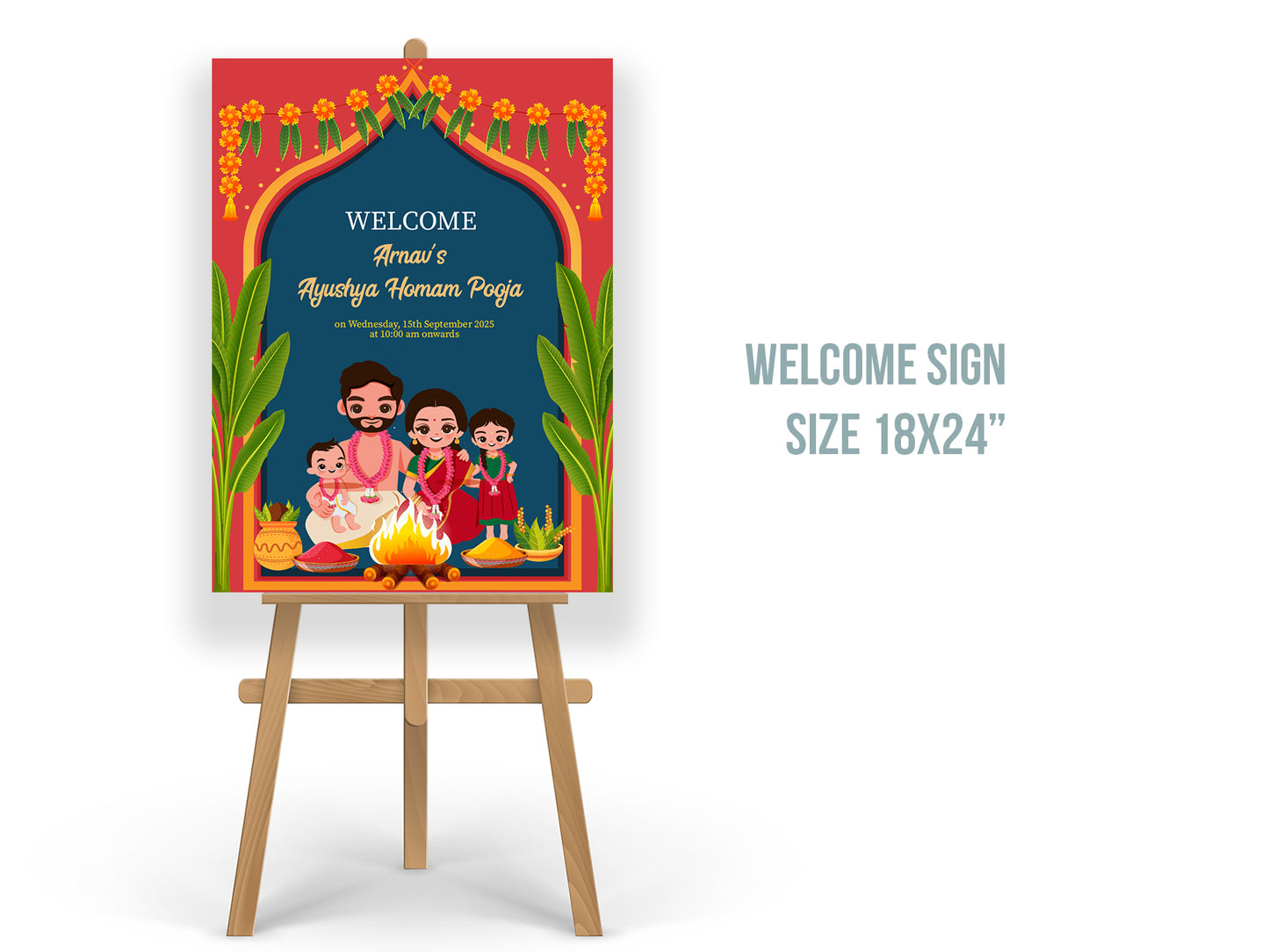 Cute Milestone invite, Ayush Homam puja function, Customize Template #bsiv230106