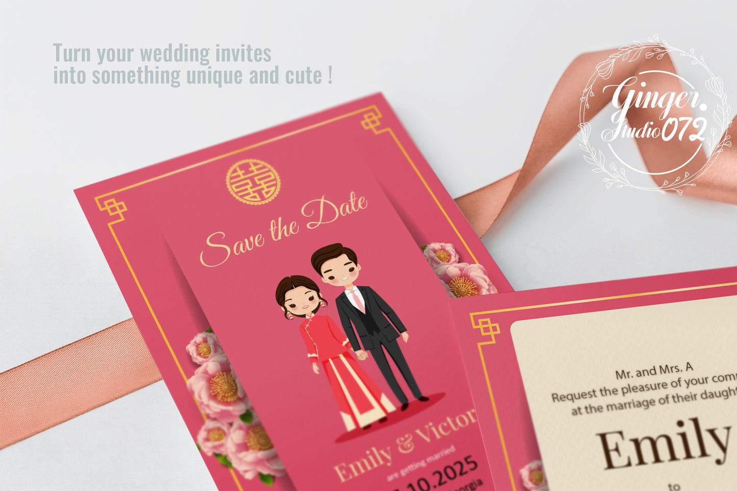 Cute Chinese Wedding, Tea Ceremony, invitation Template #cnwc08841