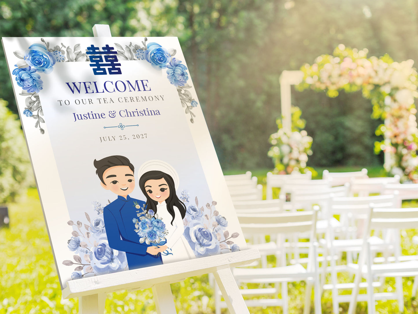 Cute Vietnamese Wedding Welcome sign, customize wedding sign, Tea ceremony event #wcsl230709