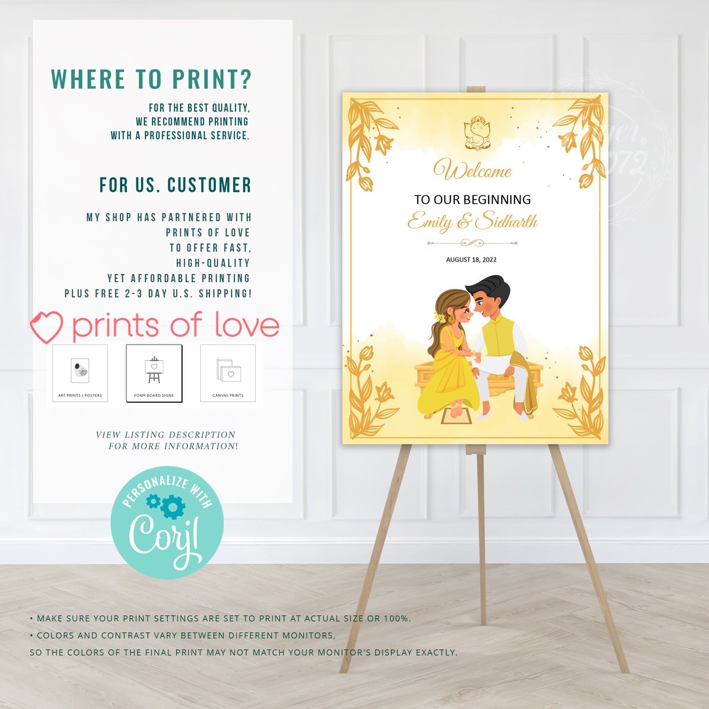 Cute Indian sign: Haldi/Mehndi/Sangeet, reception template #wcsl210702