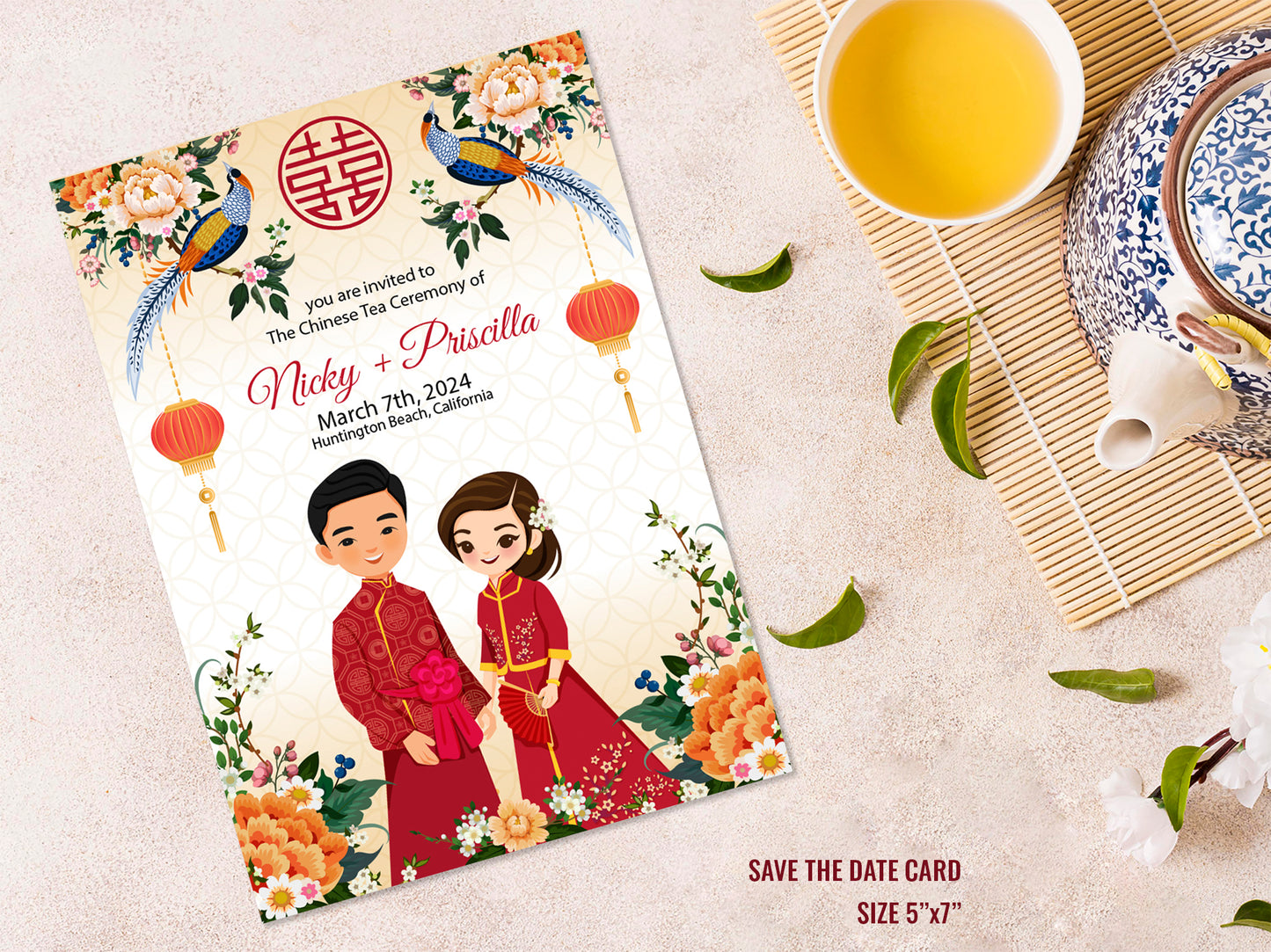 Cute Chinese Wedding, Tea Ceremony, invitation Template #cvwl220304
