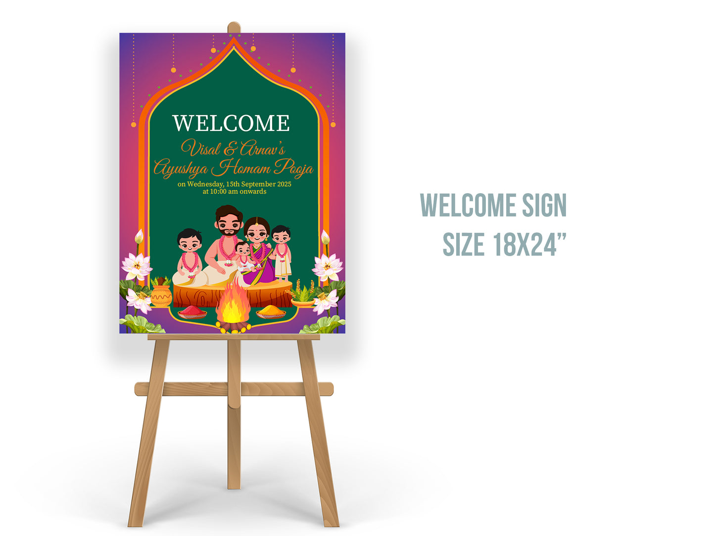 Cute Milestone invite, Ayush Homam Puja Function Cermony, Customize Template #hfiv230602