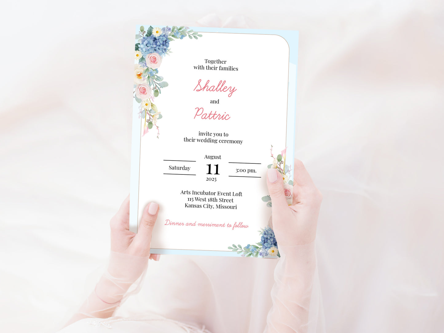 Cute Wedding Invitation, E-Invitation, Digital Template Set #ctwd230201