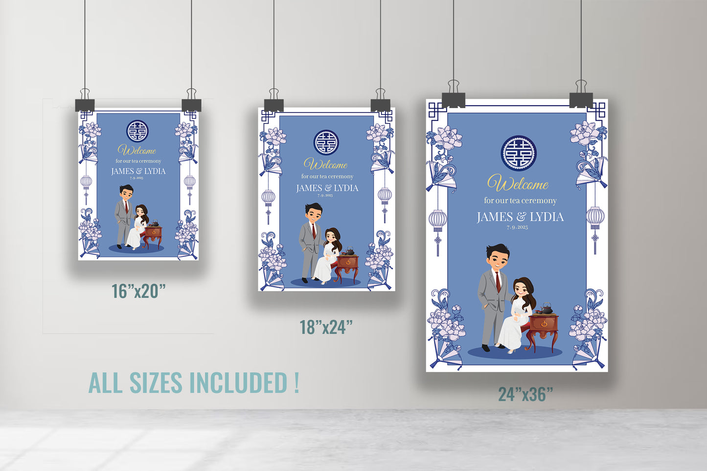 Cute Vietnamese Wedding, Tea ceremony, Welcome signage template #wcsl230603