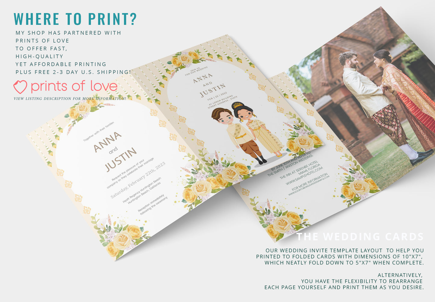 Cute Asian, Khmer, Lao, Thai Wedding invitation, E-Invite template  #sewc220103