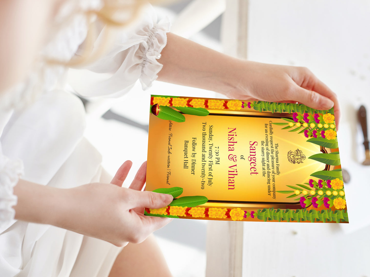 Cute Indian/Hindu wedding invite, Haldi/Mehndi/Sangeet, Customize template #idsg210401