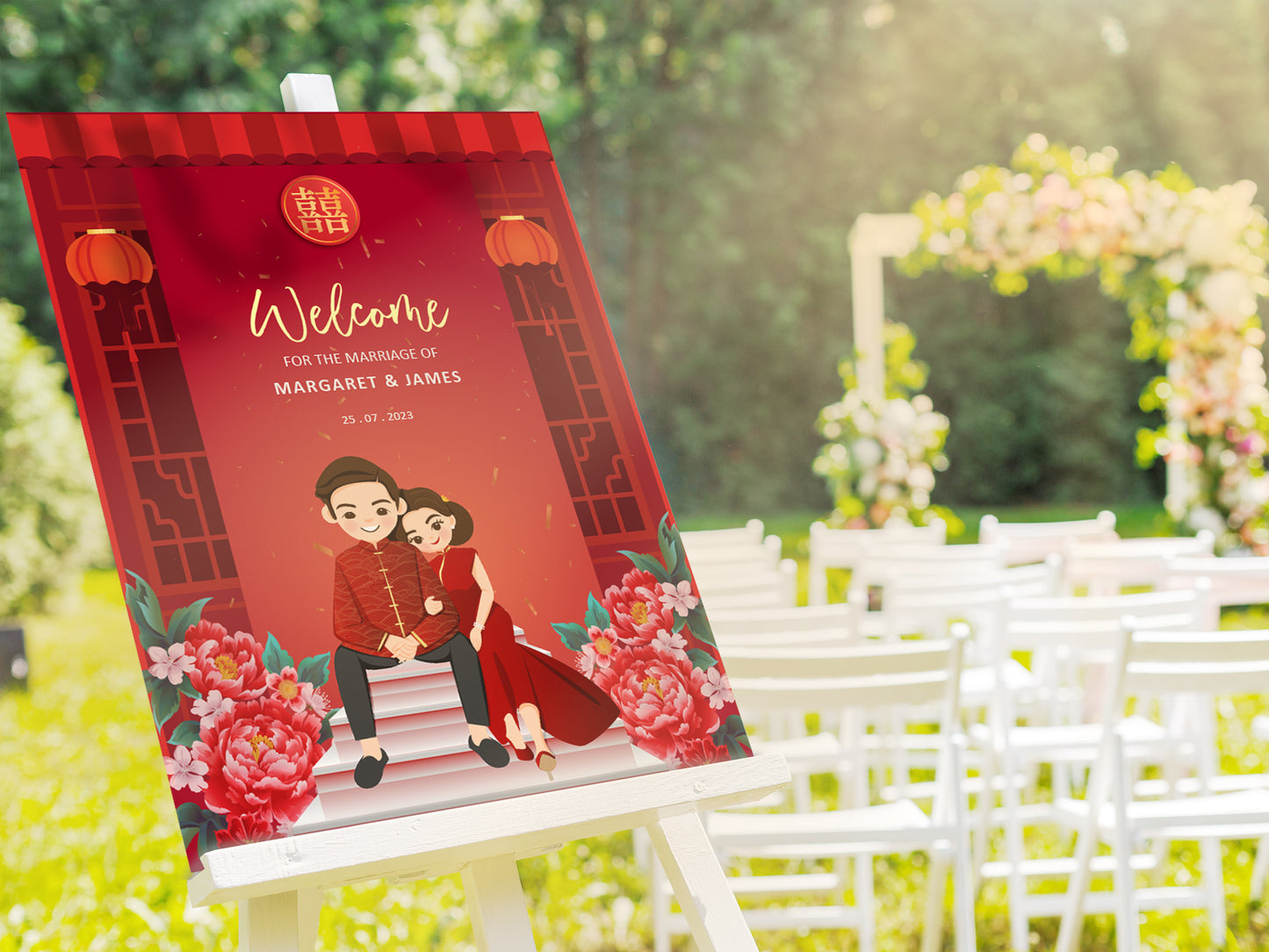 Cute Vietnamese Wedding, Tea ceremony, Welcome signage template #wcsl220606