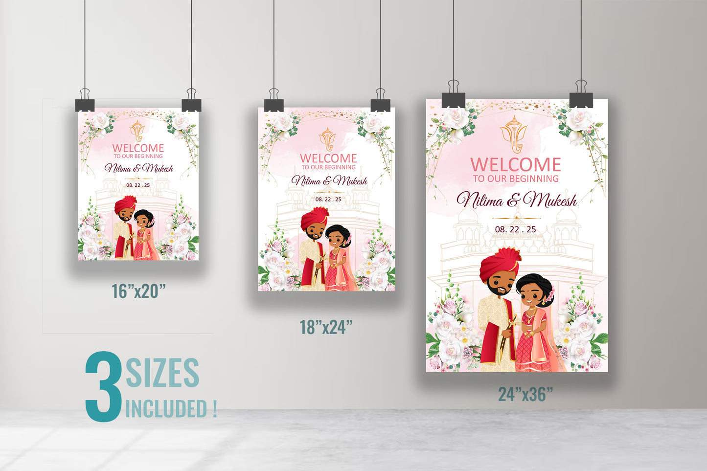 Cute Indian sign: Haldi/Mehndi/Sangeet, reception template #wcsl220907