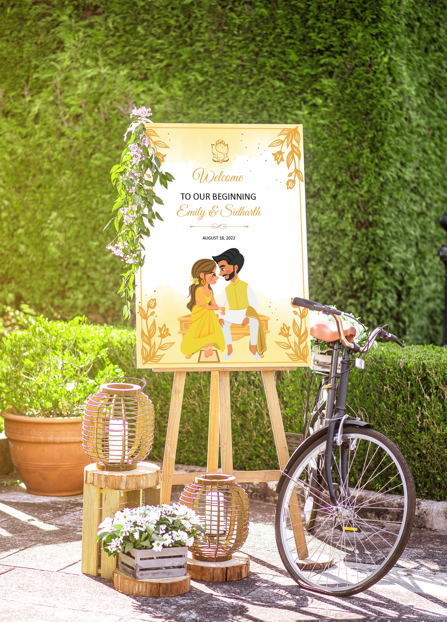 Cute Indian sign: Haldi/Mehndi/Sangeet, reception template #wcsl210702