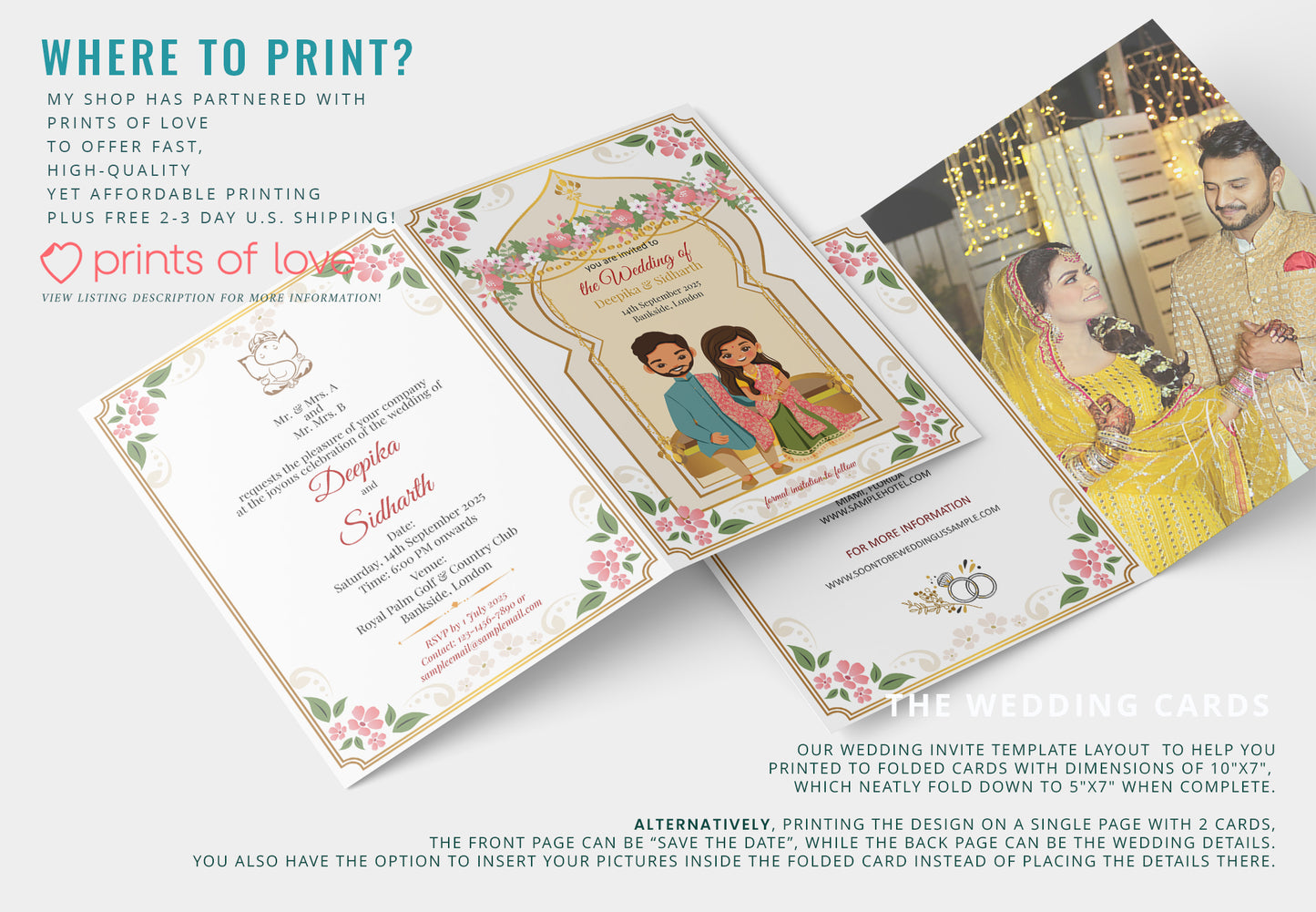 Cute Indian/Hindu wedding invite, Haldi/Mehndi/Sangeet, Customize template #idwc20501