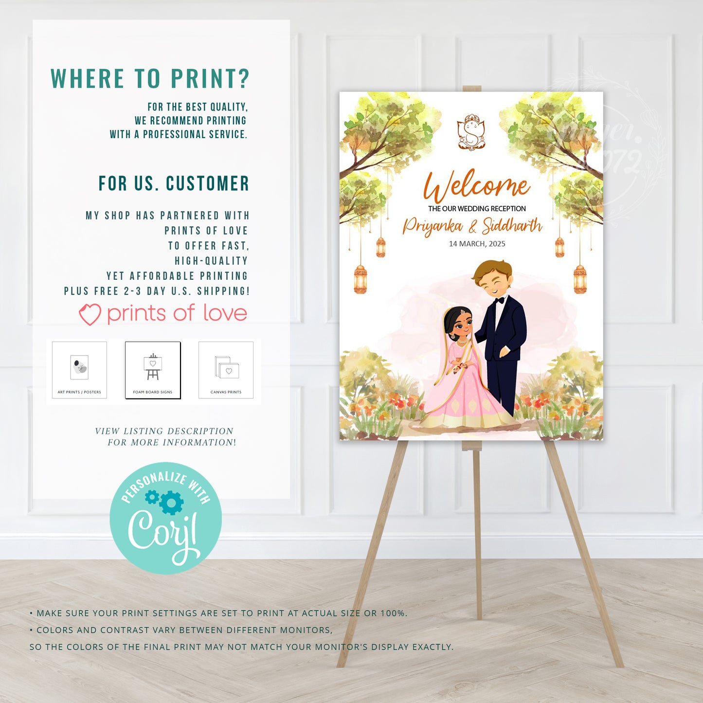 Cute Indian sign: Haldi/Mehndi/Sangeet, reception template #wcsl220701