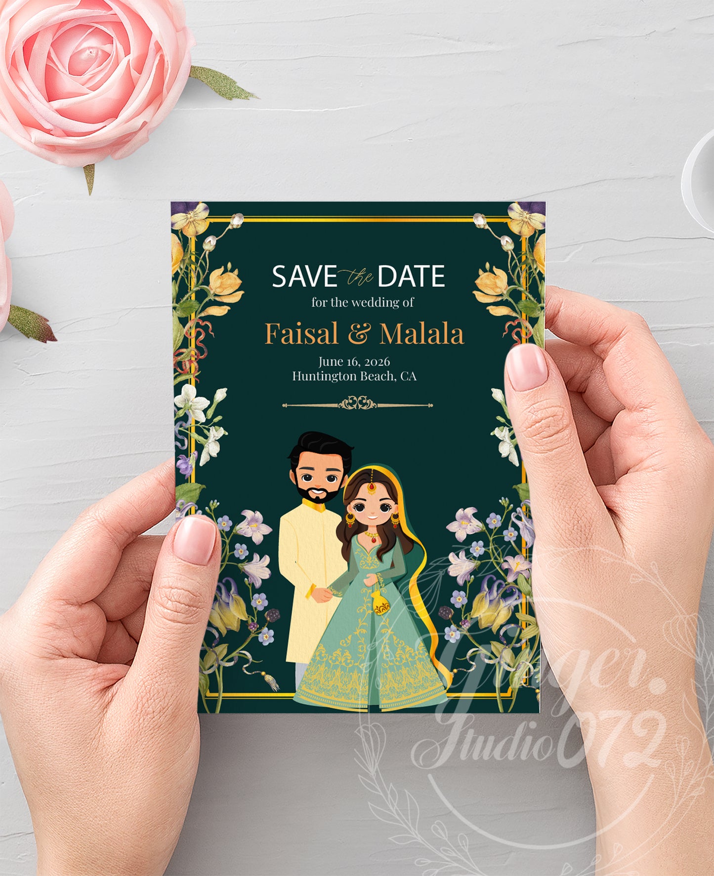 Cute Indian/Hindu wedding invite, Haldi/Mehndi/Sangeet, Customize template #idwc210109