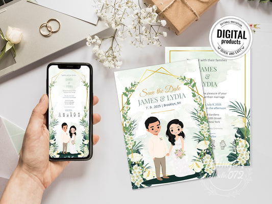 Cute Filipino wedding invitation, Customize Template #sewc230602