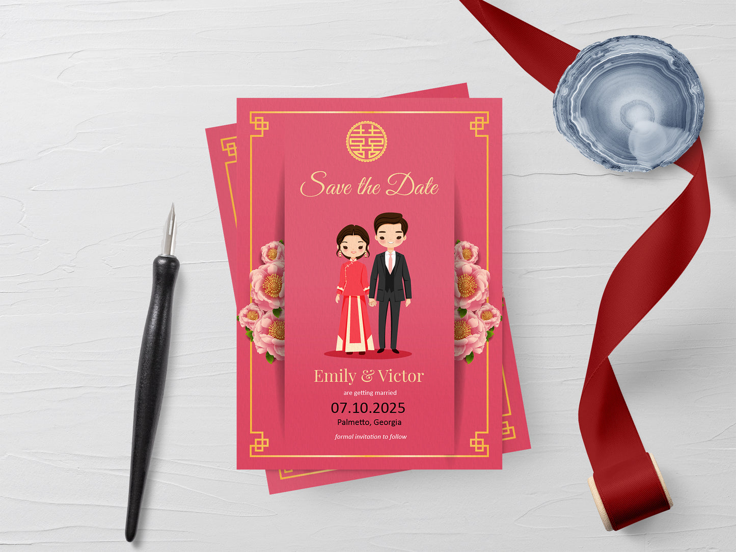 Cute Chinese Wedding, Tea Ceremony, invitation Template #cnwc08841