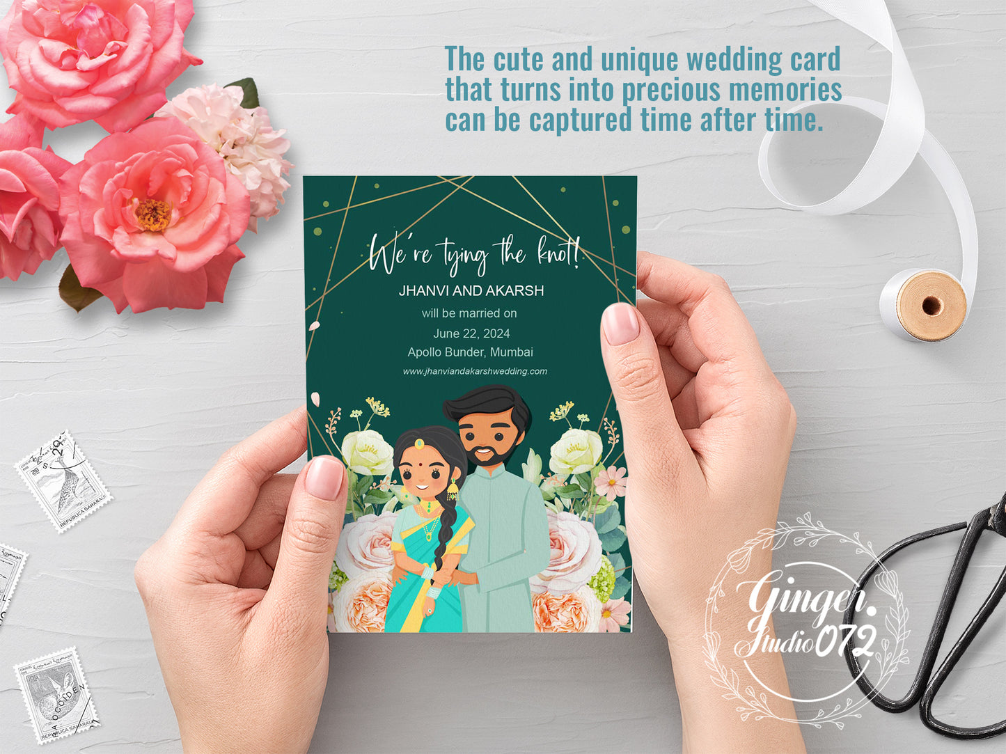 Cute Indian/Hindu wedding invite, Haldi/Mehndi/Sangeet, Customize template #idwc211103