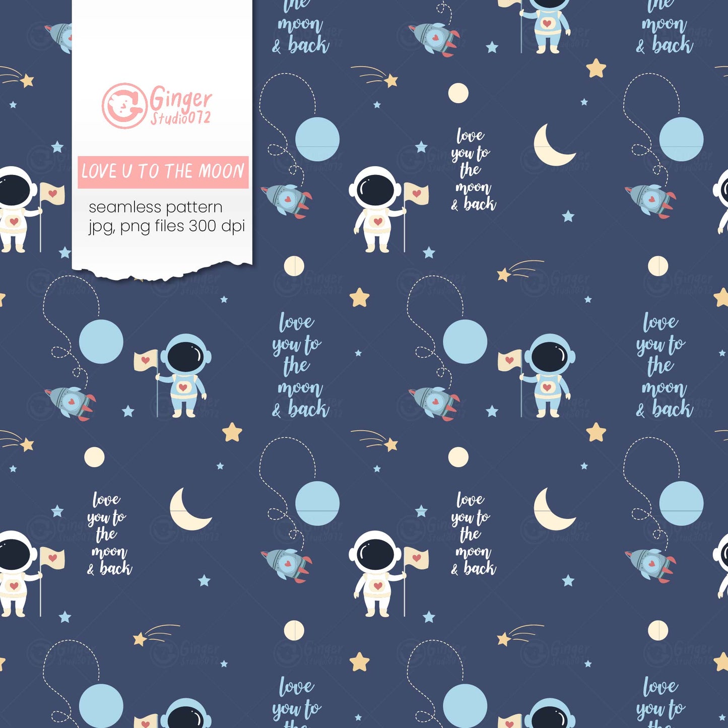 "love u to the moon" Seamless Pattern #spcl240101