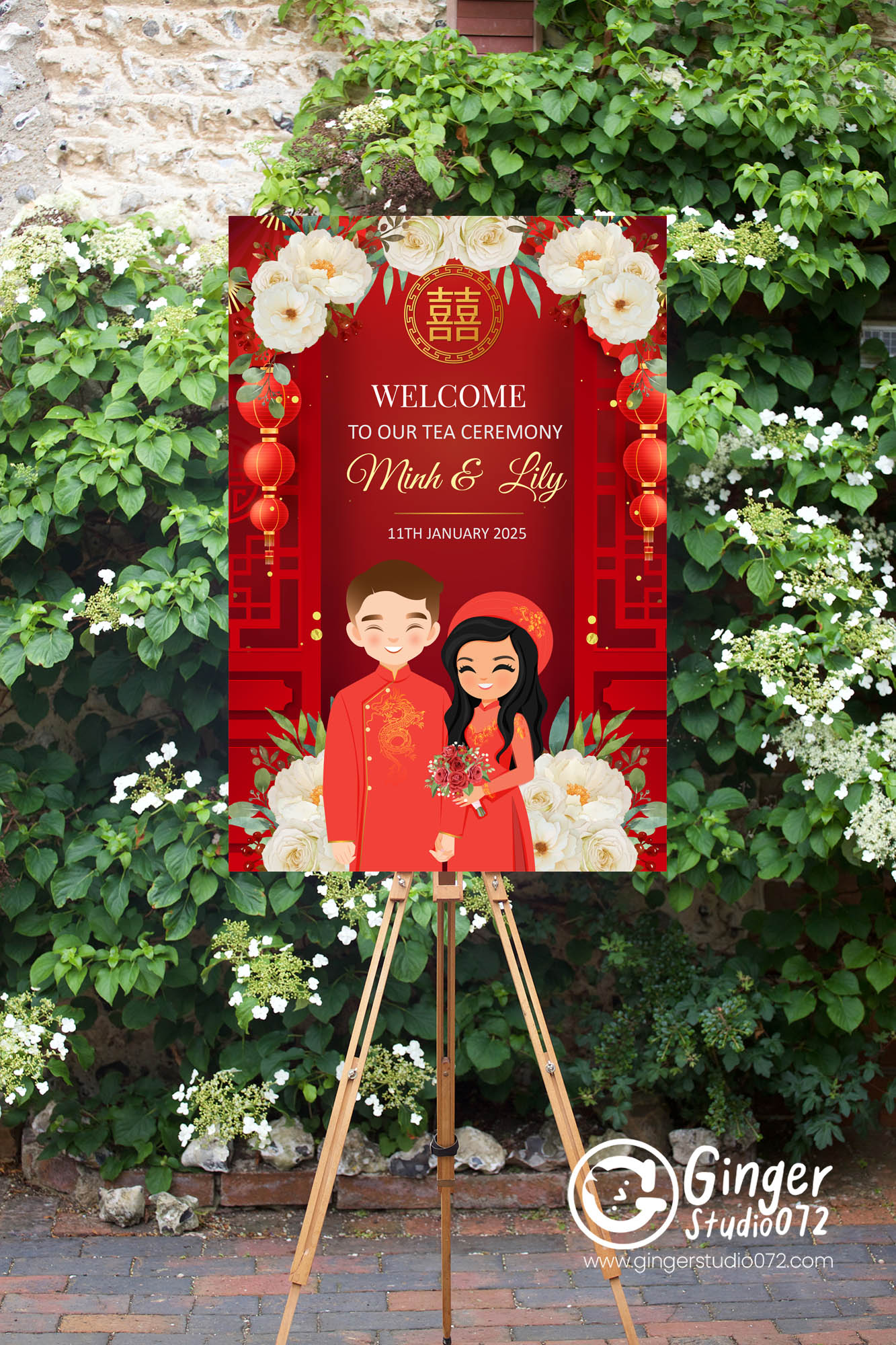 DIY Cute Vietnamese Tea Ceremony Sign | Customizable Template #vnws240102