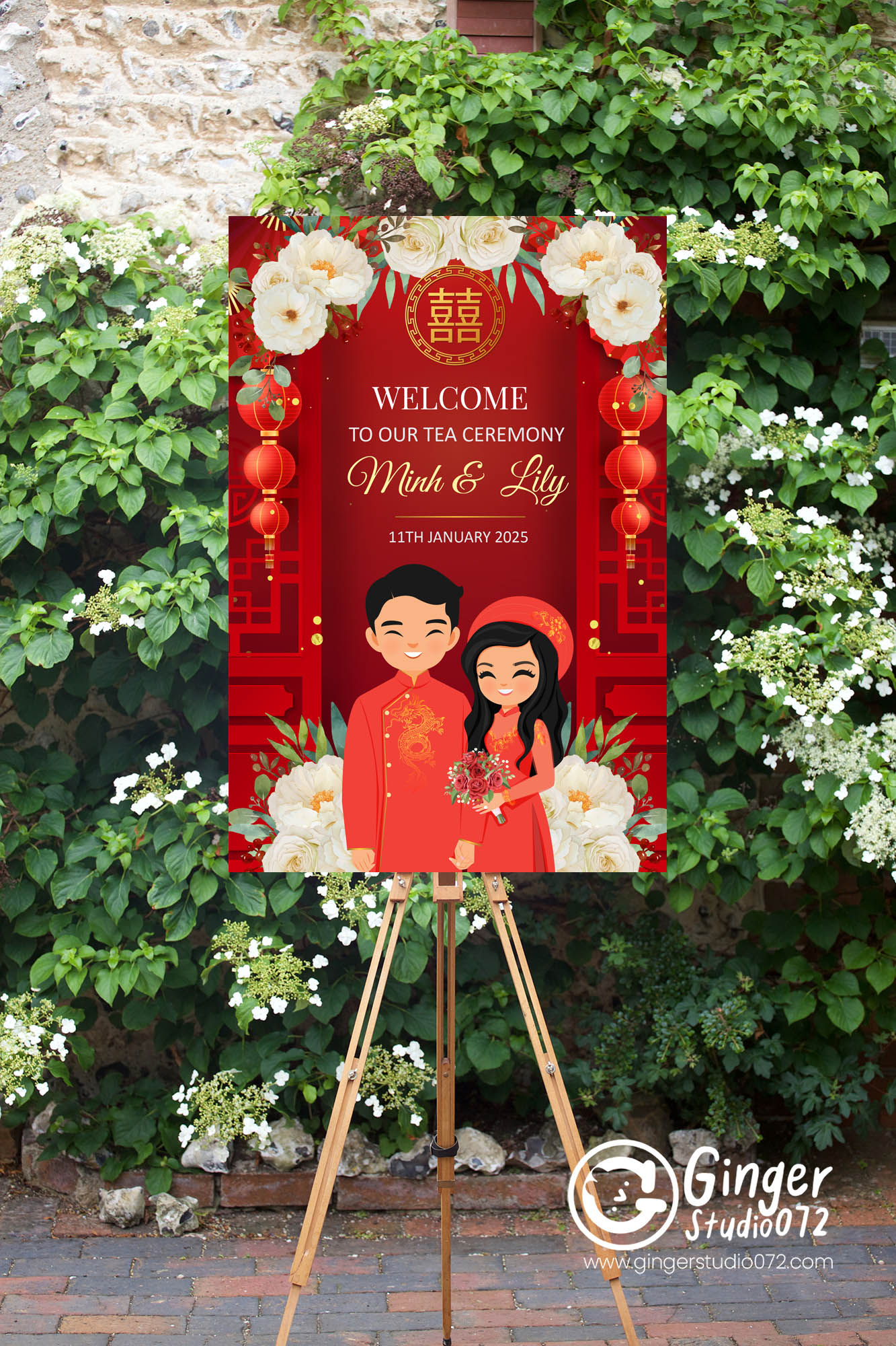 DIY Cute Vietnamese Tea Ceremony Sign | Customizable Template #vnws240102