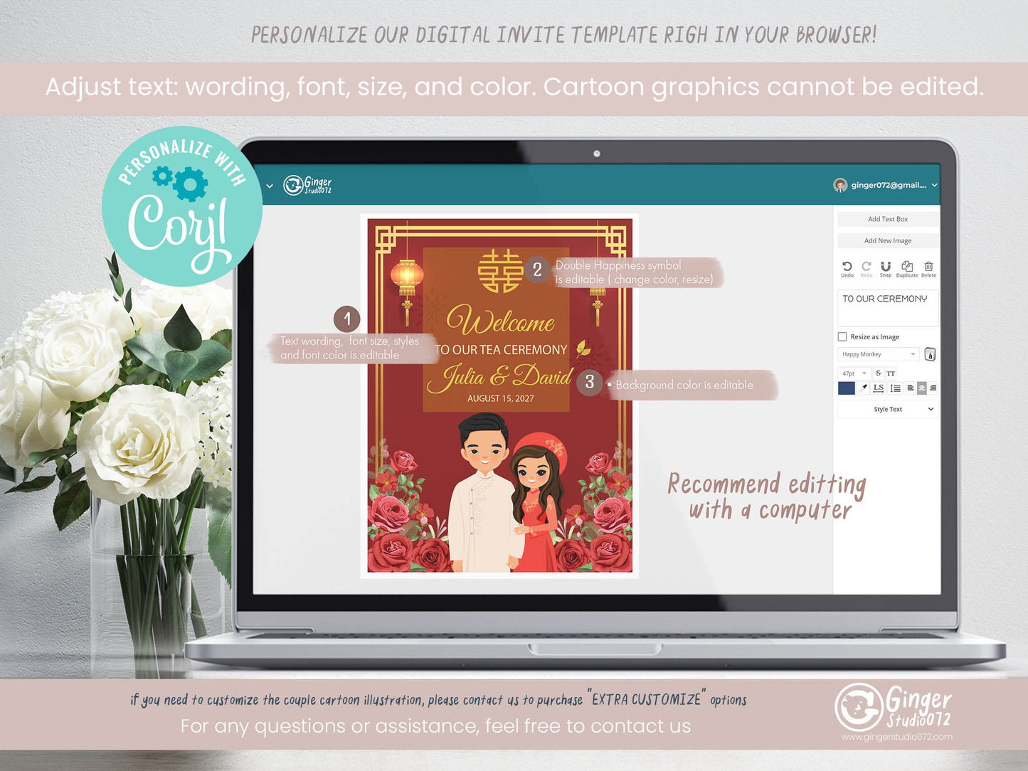 Cute Vietnamese Wedding, Tea ceremony, Welcome signage template #vnws240701