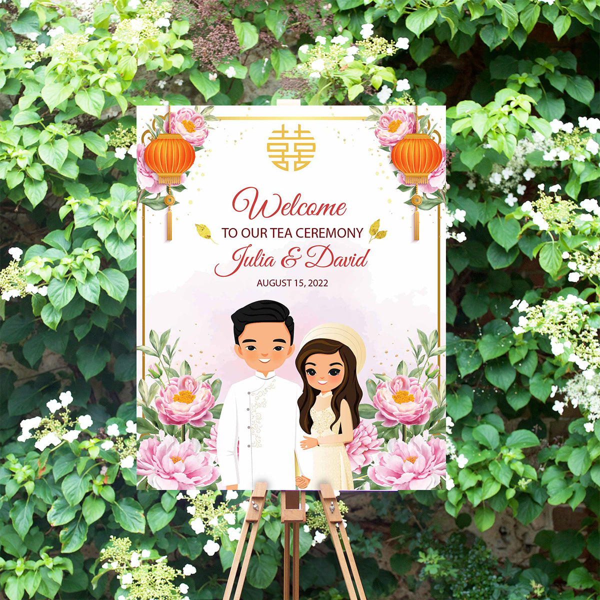 Cute Vietnamese Wedding, Tea ceremony, Welcome signage template #wcsl220102