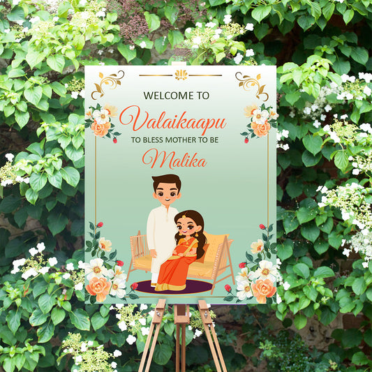 Cute Baby Shower sign, Valaikaapu, Seemantham, Customize Template #wcsl220506