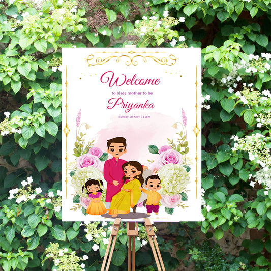 Cute Baby Shower sign, Valaikaapu, Seemantham, Customize Template #wcsl220605