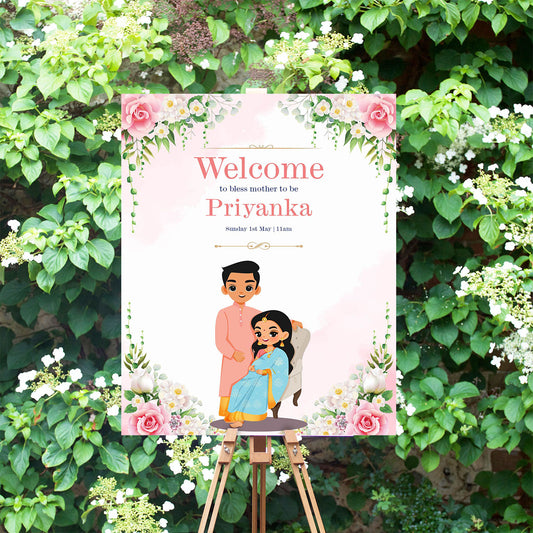 Cute Baby Shower sign, Valaikaapu, Seemantham, Customize Template #wcsl220906