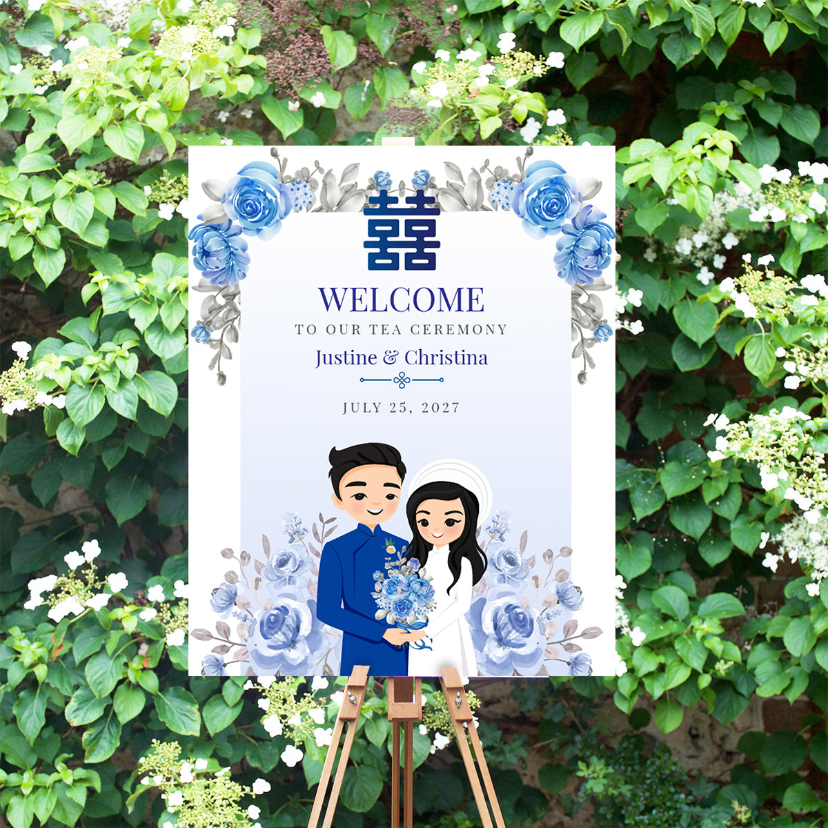 Cute Vietnamese Wedding Welcome sign, customize wedding sign, Tea ceremony event #wcsl230709