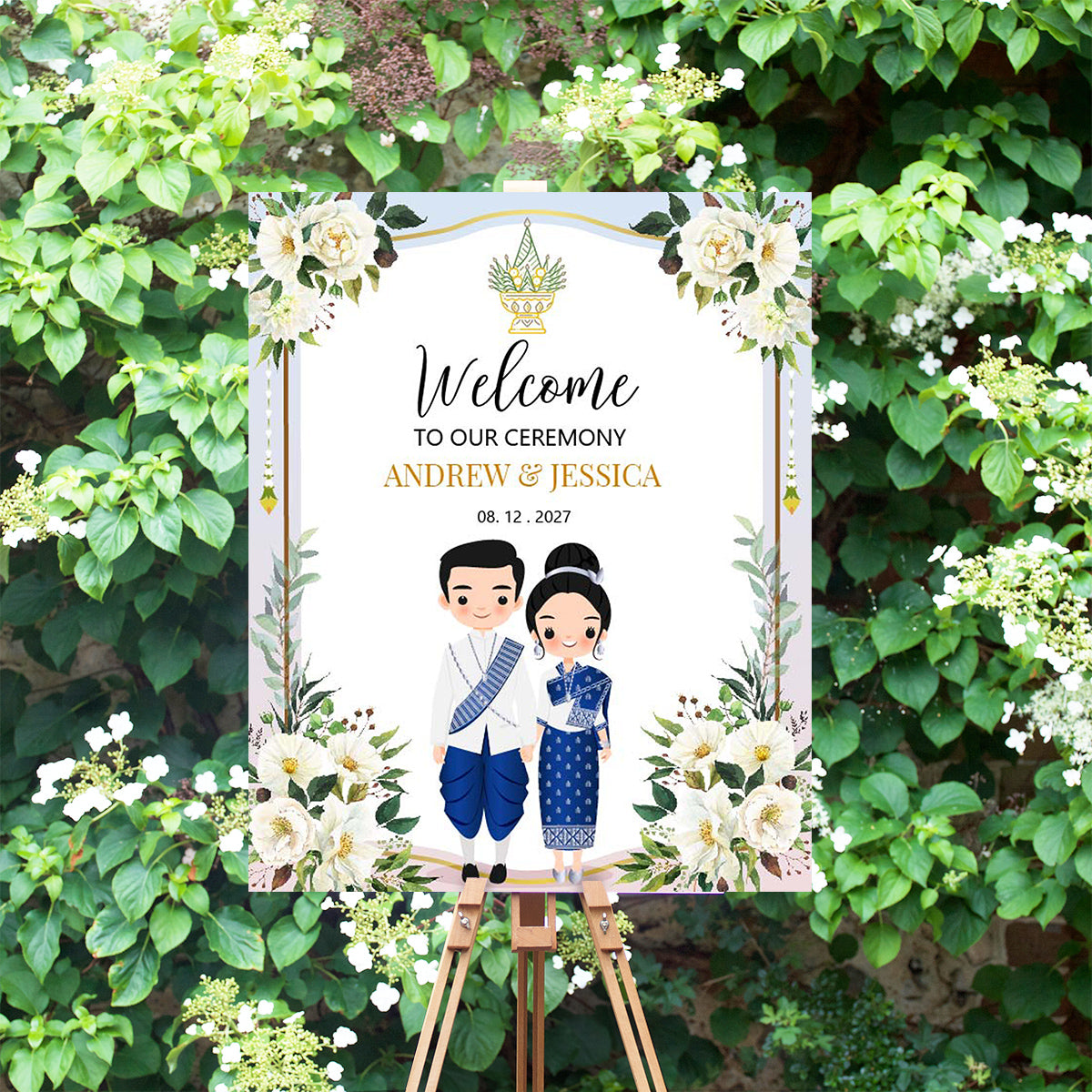 Cute  Asian Wedding, Lao/Khmer/Thai Welcome sign, Reception sign #wcsl240104