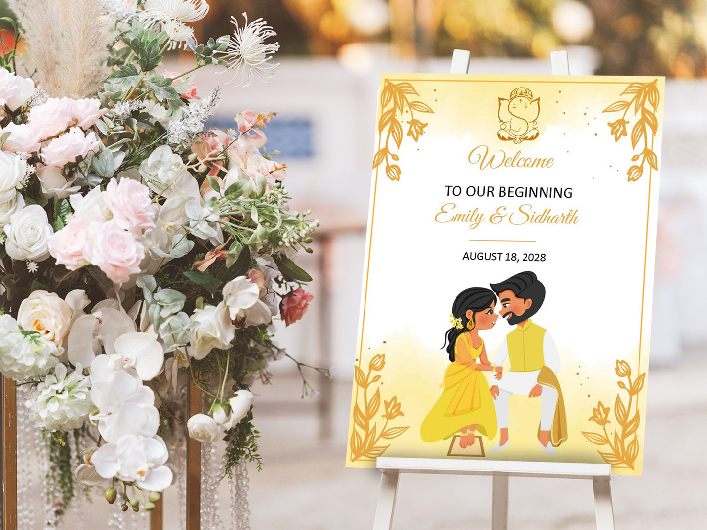 Cute Indian sign: Haldi/Mehndi/Sangeet, reception template #wcsl210702